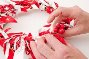Step 5 300x199 - How To Make A Christmas Wreath - Berisfords Ribbons