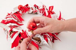 Step 7 300x199 - How To Make A Christmas Wreath - Berisfords Ribbons