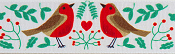 Robins on a white background with greenery