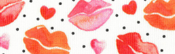 Scattered pink red and orange lips with black dots
