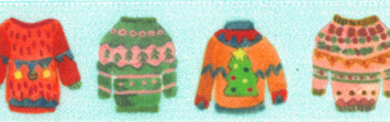 xmas jumpers on blue background
